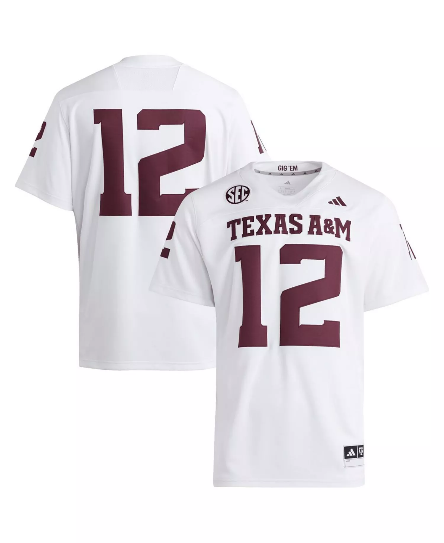 mni-d6959f0bdcb6db4d5c08a261792b2e1a Men's 12 White Texas A M Aggies Premier Jersey