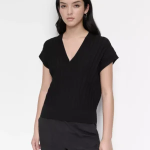 Women's Ribbed Short-Sleeve Sweater
