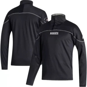 Men's Black Texas A&M Aggies AEROREADY Knit Quarter-Snap Jacket