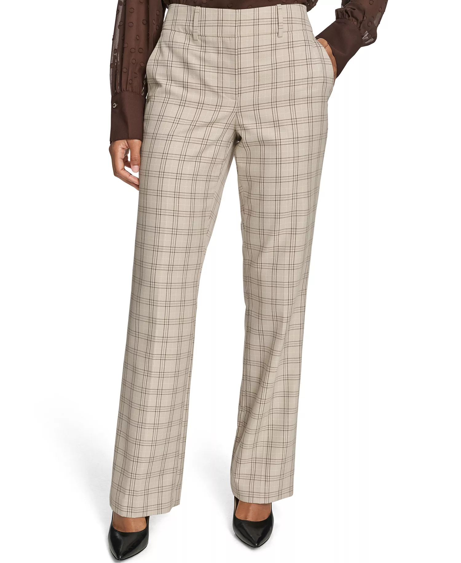 mni-d7666d2377566e2e3e7848bc228f1ff0 Women's Plaid Bootcut Trousers