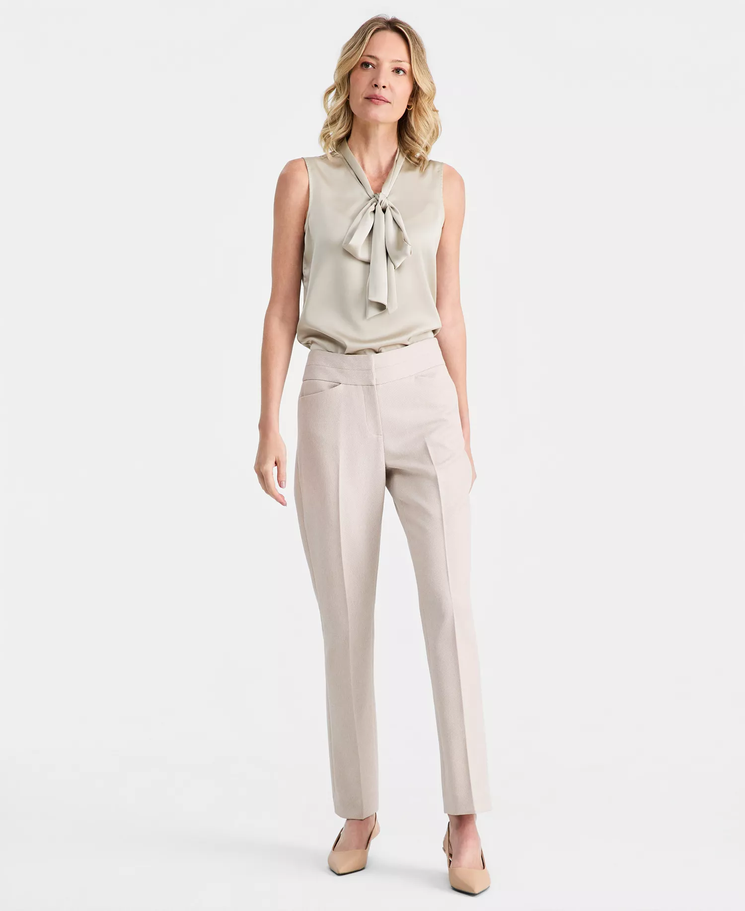 mni-d7888aa174c91c3f3c4e0b3cabcf2b1b Women's Twill Flat-Front Straight-Leg Pants — изображение 6