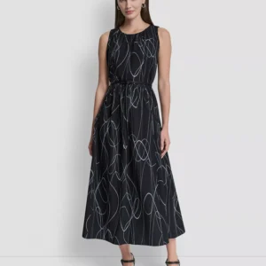 Women's Sleeveless Drop Waist Midi Dress