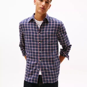 Men's Brushed Linen-Blend Medium Check Shirt