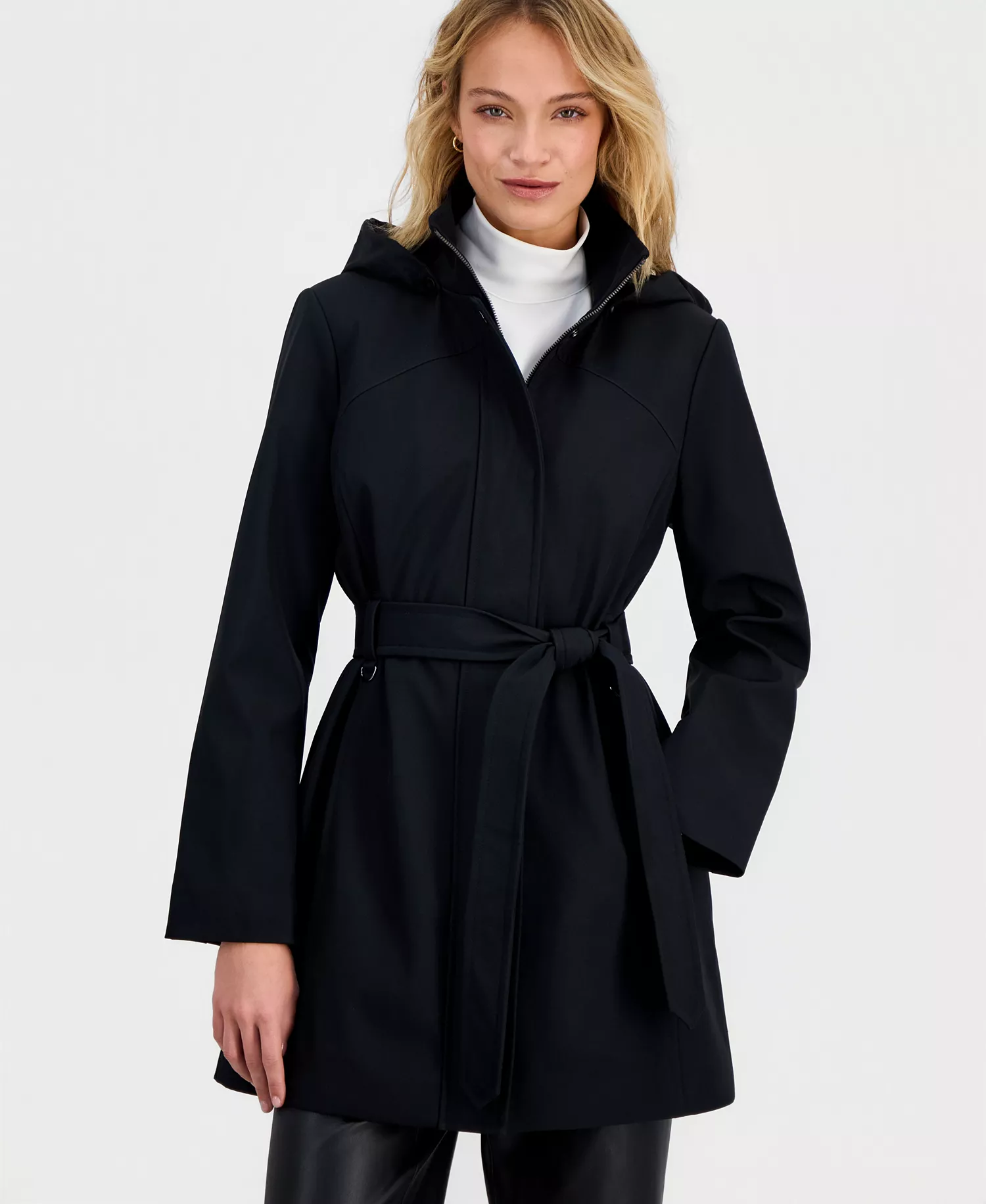 mni-d84c0dbe868d14c02c3237807f3cb474 Petite Belted Zip-Front Raincoat