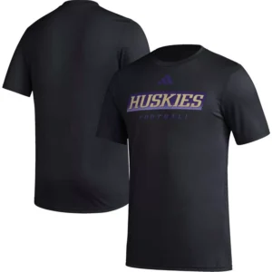 Men's Black Washington Huskies Football Practice AEROREADY Pregame T-shirt