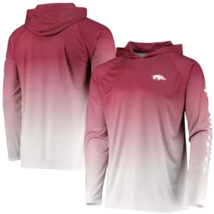 Men's Cardinal Arkansas Razorbacks Terminal Tackle Omni-Shade UPF 50 Long Sleeve Hooded T-shirt