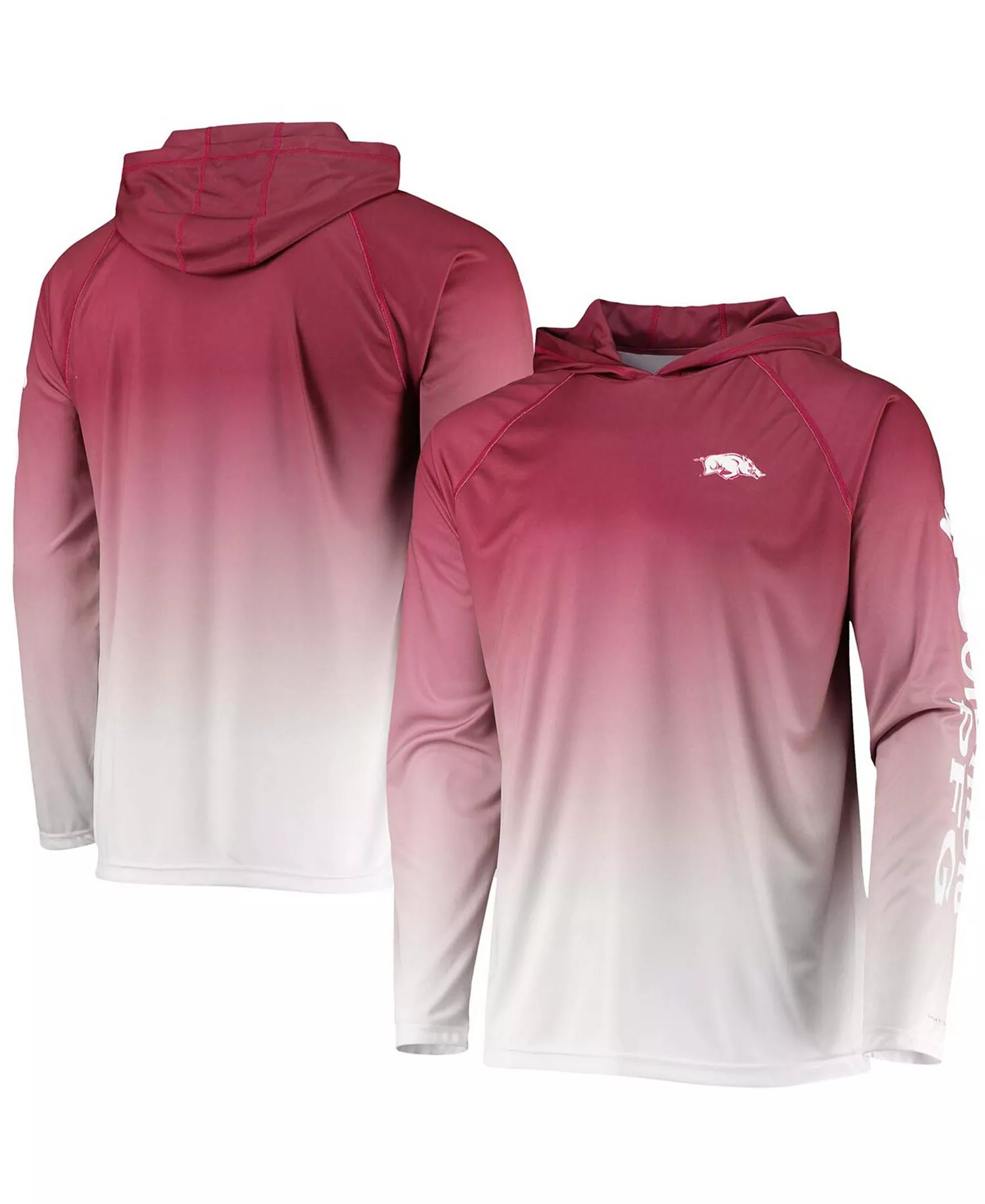 mni-da0143095f0f3d934852bc387340d11e Men's Cardinal Arkansas Razorbacks Terminal Tackle Omni-Shade UPF 50 Long Sleeve Hooded T-shirt