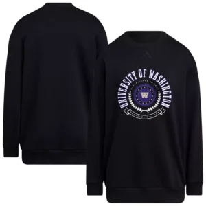 Women's Black Washington Huskies Oversized Crewneck Pullover Sweatshirt