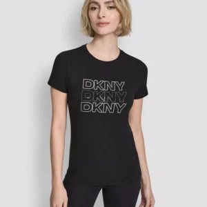 Women's Triple Rhinestone Foil Logo Crewneck Baby T-Shirt