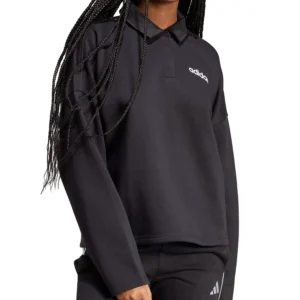 Women's Essentials Linear Fleece Polo Sweatshirt