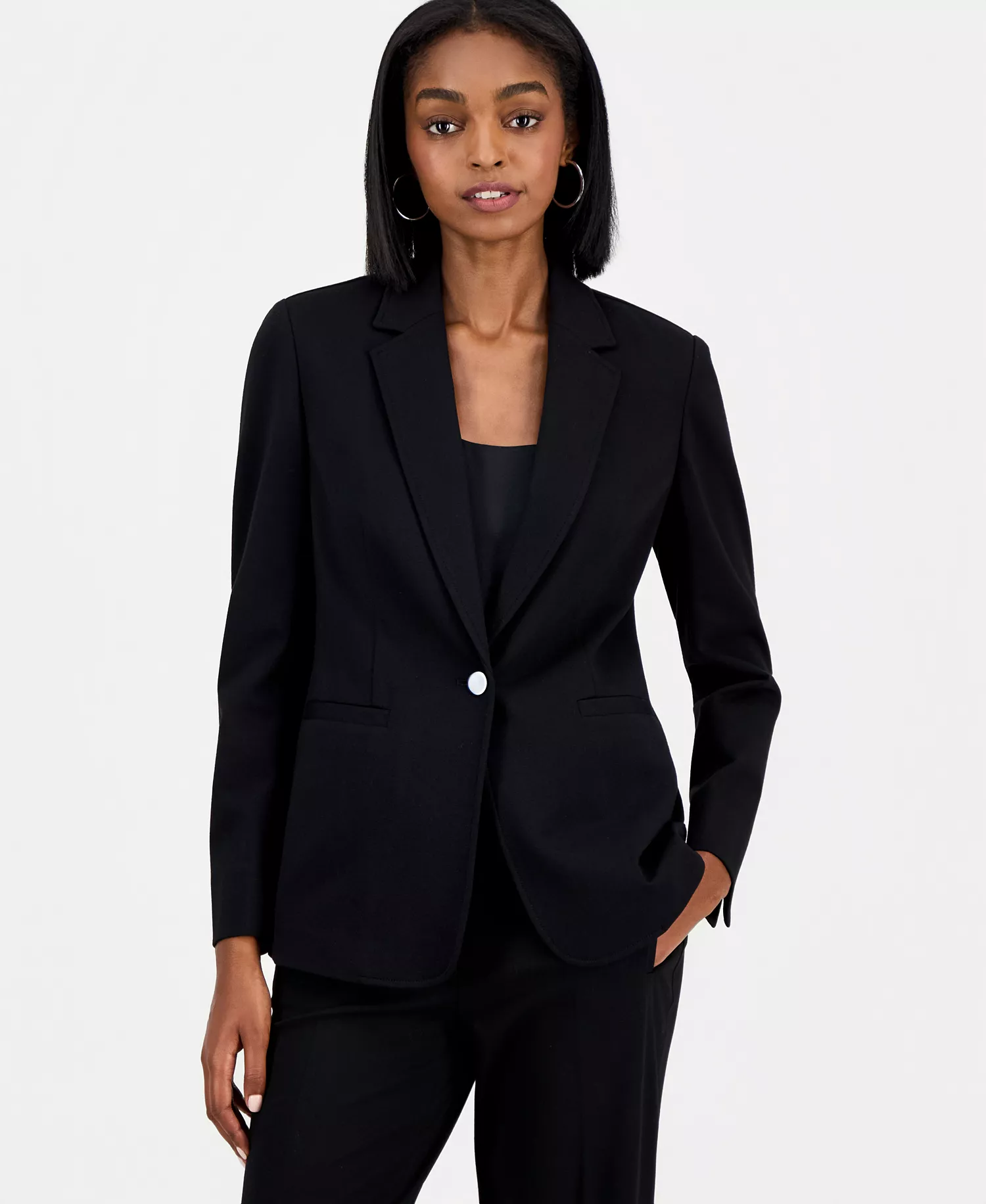 mni-db89d2cd241b239b00047e31a7b4c457 Women's Compression Notch-Collar Single Button Blazer, Scoop-Neck Camisole & Compression Tie Front Capri Pants, Macy's Exclusive — изображение 3