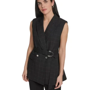 Women's Windowpane Tie-Waist Vest