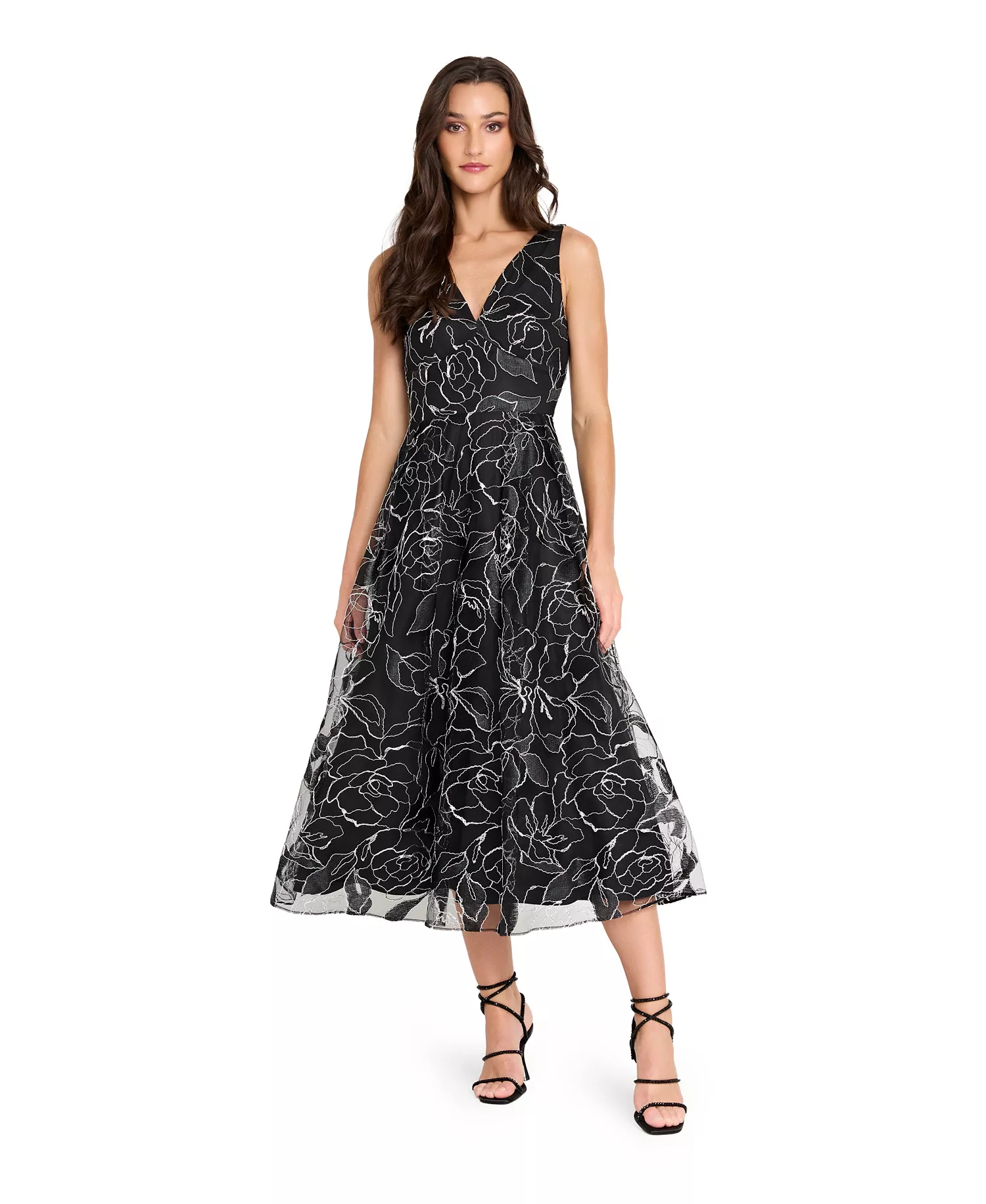 mni-dc74dc950fbbd53724be260a6502a009 Women's Soutache V-Neck Metallic Midi Dress
