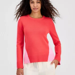 Women's Colorblocked Crewneck Long-Sleeve Top