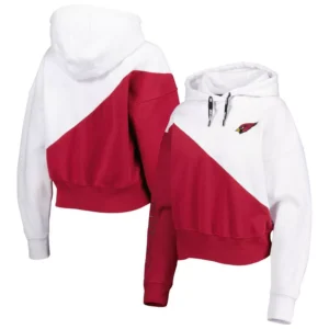 Women's White, Cardinal Arizona Cardinals Bobbi Color Blocked Pullover Hoodie