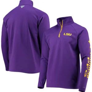 Men's LSU Tigers Terminal Tackle Fleece Raglan Omni-Shade Quarter-Zip Jacket