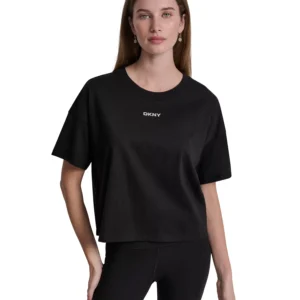 Women's Metallic Bubble Logo Drop Shoulder Pull-On T-Shirt