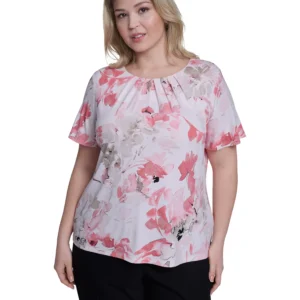 Plus Size Knit Short-Sleeve Crew Neck Top