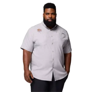 Men's Gray LSU Tigers Big Tall Tamiami Omni-Shade Button-Down Shirt