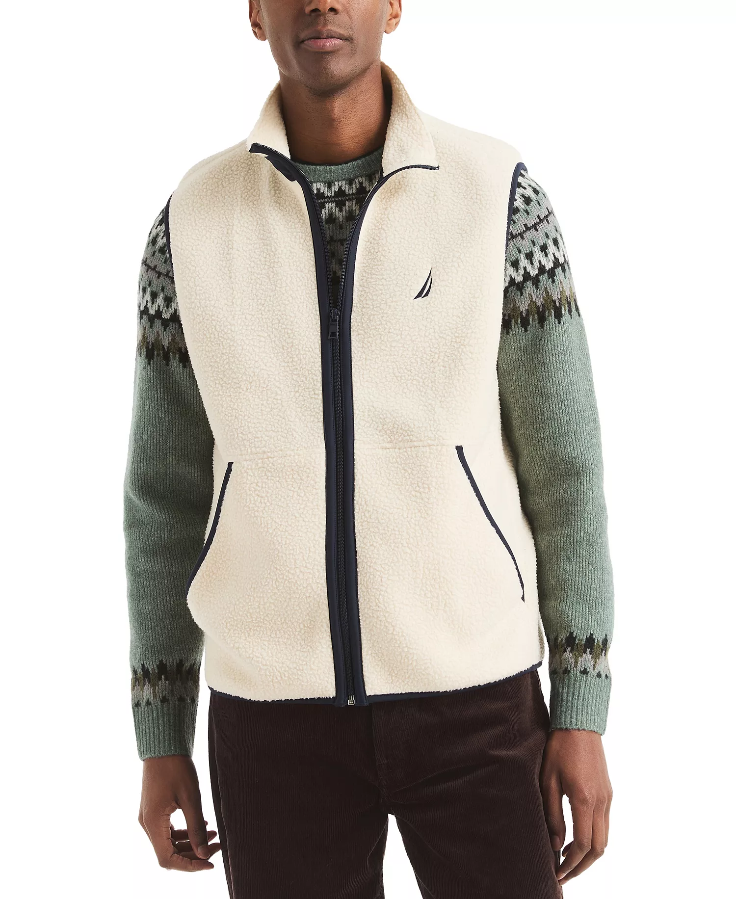 mni-dfea705e78d4e41d439373a1384d0c36 Men's Mixed Media Faux Shearling Vest