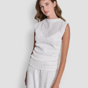 Women's Sleeveless Open Textured Top