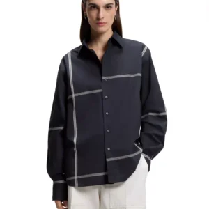 BOSS by Women's Cotton Canvas Relaxed-Fit Blouse