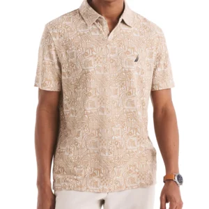 Men's Classic-Fit Leaf-Pattern Polo Shirt