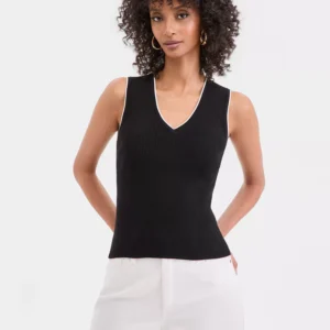 Women's Sleeveless Rib V-Neck Sweater, Created for Macy's