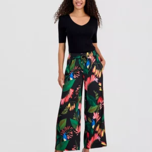 Women's Floral Wide-Leg Pull-On Pants