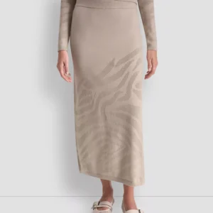 Women's Engineered Zebra Pointelle Stitch Midi Skirt