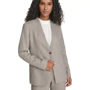 Women's Novelty One Button Collarless Blazer
