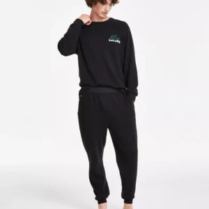 Men's Thermal Sleep Waffle Hoodie, Straight-Fit Knit Joggers & Large Croc Thermal Sleep Shirt