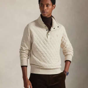 Men's Quilted Double-Knit Jersey Pull-On Sweater