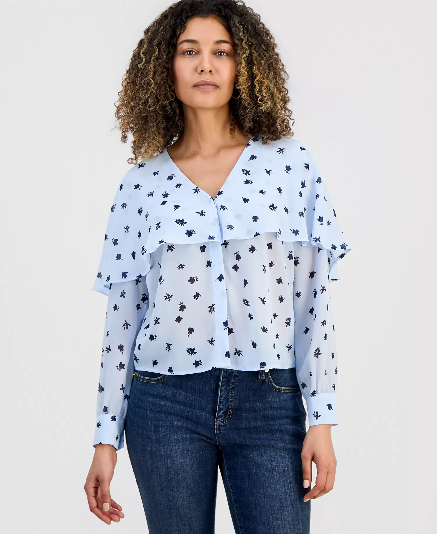 mni-e4057c1fb2fcdb65b09c0280e3a6dea9 Petite Capelet Blouse, Macy's Exclusive