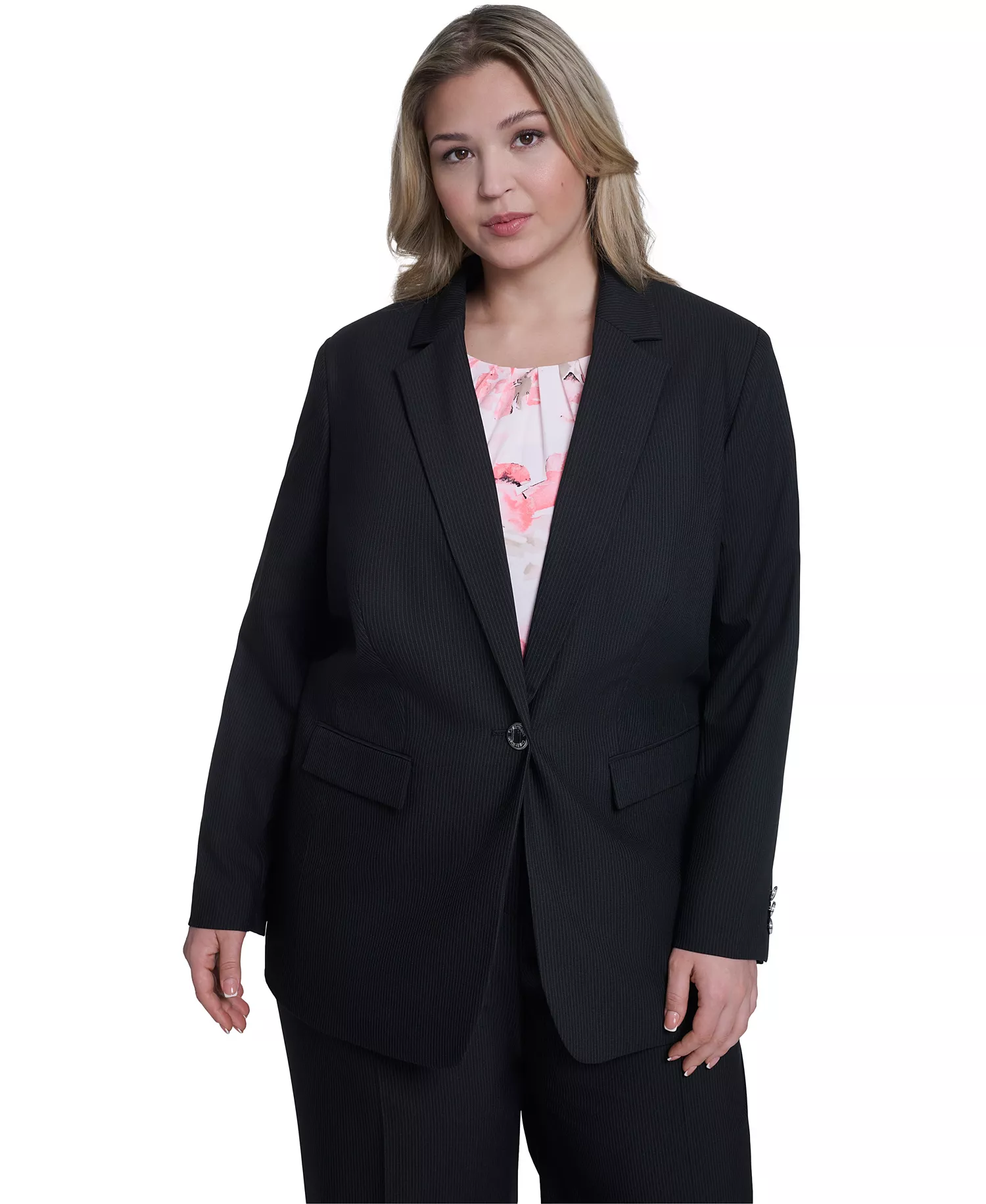 mni-e419edf65a897bdd1ef2e4d28bdea1b5 Plus Size One-Button Notch Collar Blazer