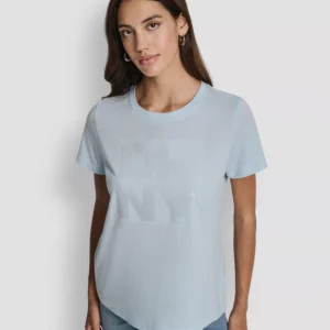 Women's Embellished Logo Detail Crew Neck T-Shirt