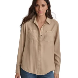 Women's Roll-Tab-Sleeve Button-Front Shirt