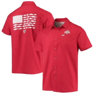 Men's Scarlet Ohio State Buckeyes Slack Tide Camp Button-Up Shirt