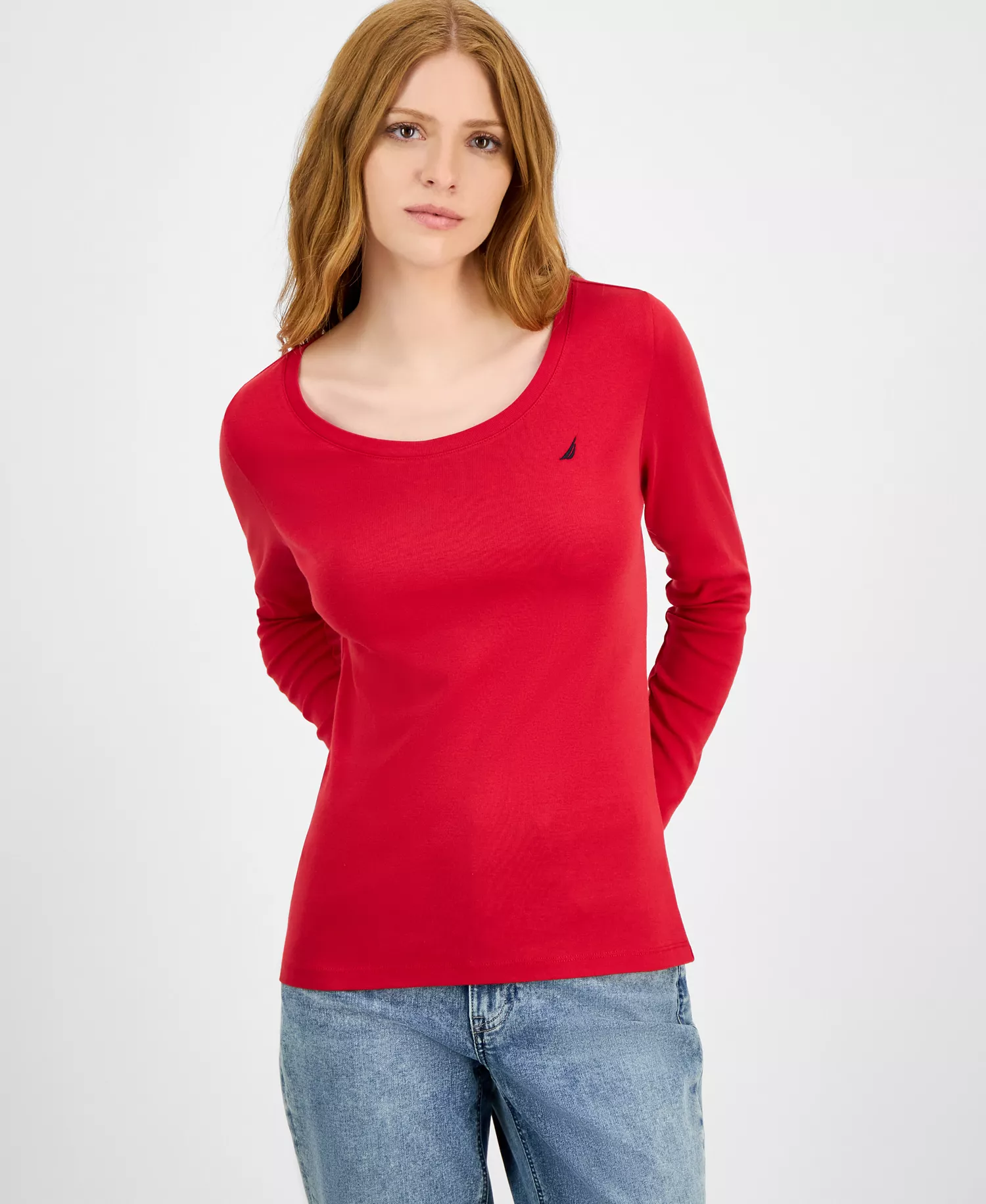mni-e52940f415b16540dd161f4b25c65543 Jeans Women's Cotton Scoop-Neck Long-Sleeve T-shirt, Online Only — изображение 7