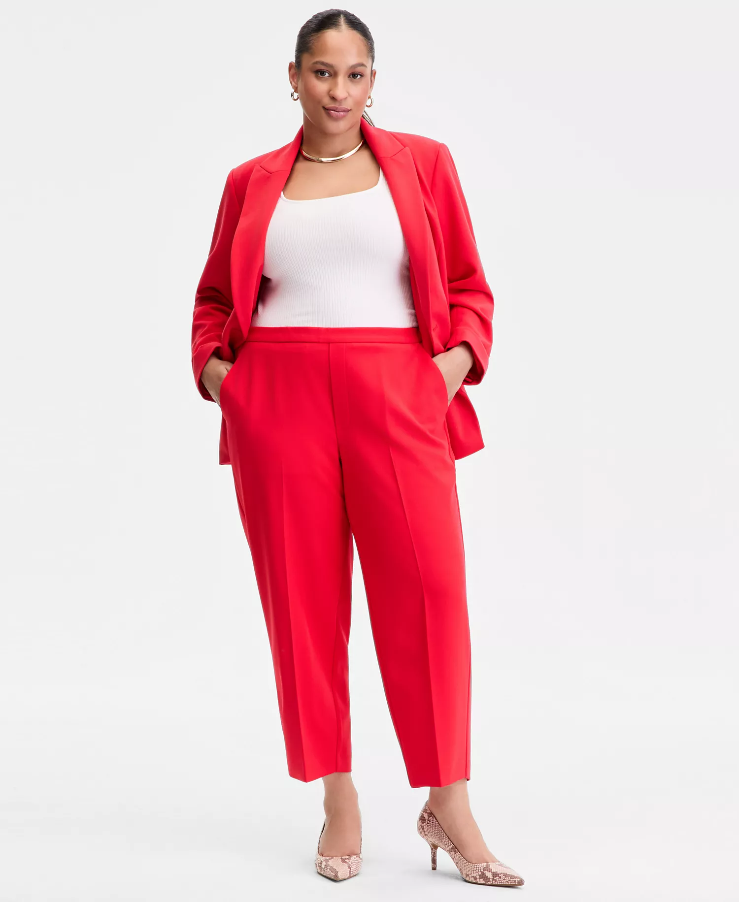 mni-e531332ba3f9b192ce57321d7cfbce75 Plus Size High Rise Pull-On Cropped Pants, Macy's Exclusive — изображение 3
