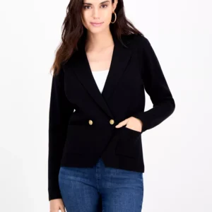 Petite Double-Breasted Patch Pocket Sweater, Macy's Exclusive