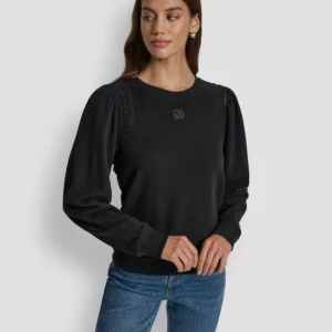 Women's Lace Detail Crew Neck Sweatshirt