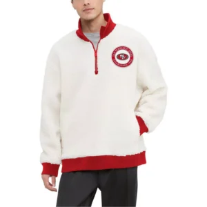 Men's Cream San Francisco 49ers Jordan Sherpa Quarter-Zip Sweatshirt