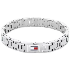 Men's H-Link Silver Tone Stainless Steel Bracelet