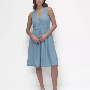 Women's Sleeveless Zip-Front Fit & Flare Dress