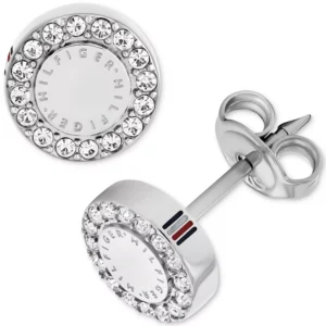 Crystal Logo Stud Earrings