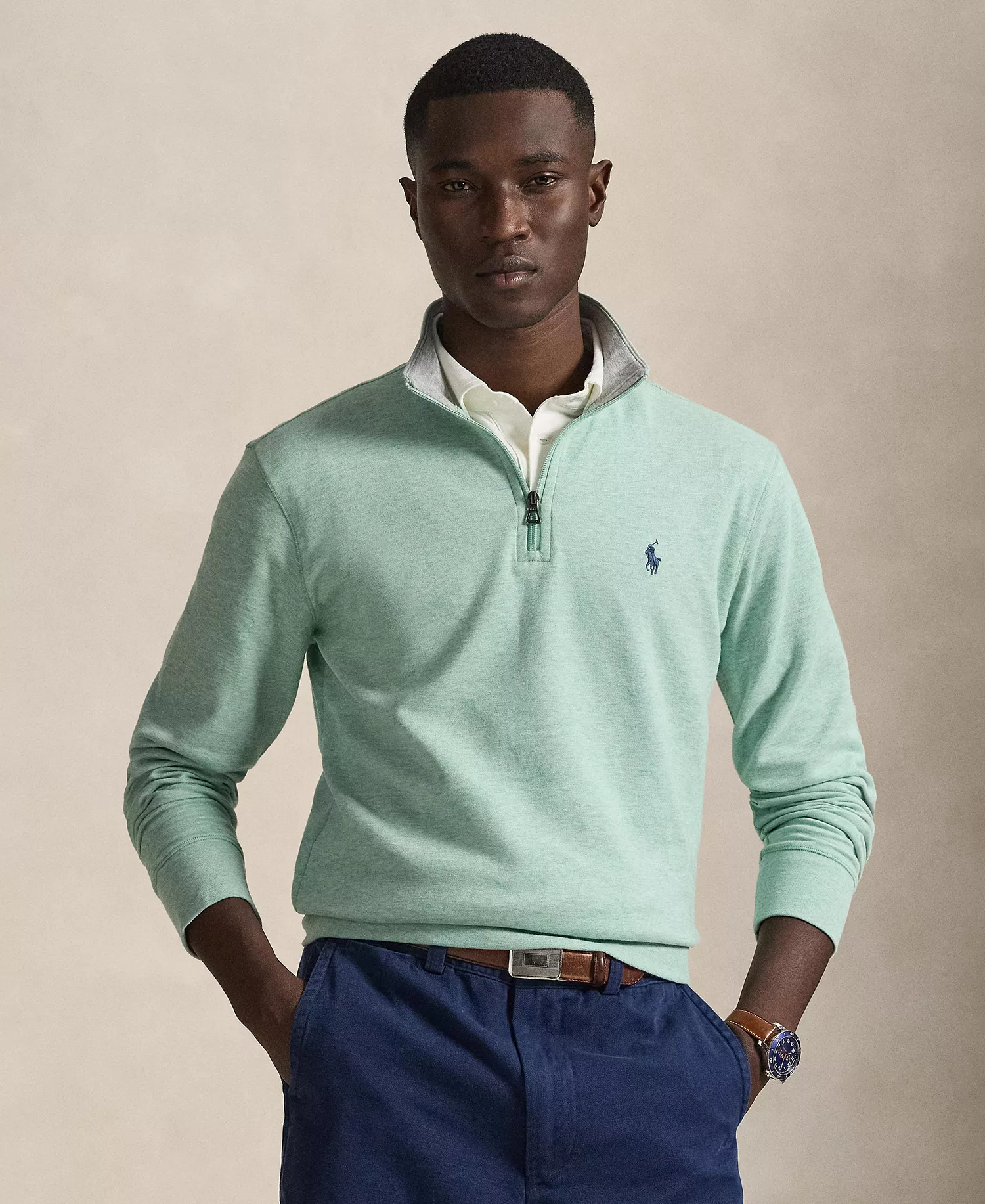 mni-e8e16e64e82868d6d691a1f1a6c3665f Men's Quarter-Zip Pull-On Sweater