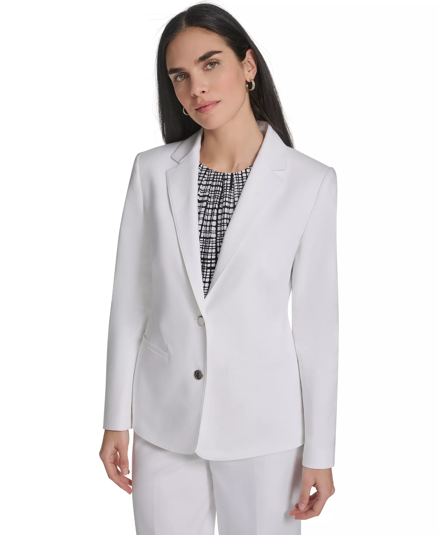 mni-e9648785f13c4cc888fa6d269a0c445d Petite Two-Button Jacket and Modern Fit Pants
