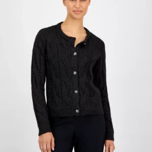 Women's Metallic Cable-Knit Cardigan
