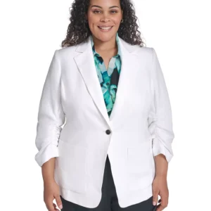 Plus Size Notch Collared Jacket